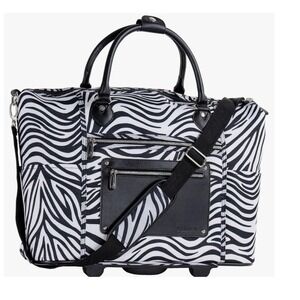 CALPAK Zebra Print Rolling Laptop Tote Carry On Travel Bag TSA Approved NWT Rare